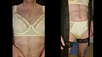 Preview 1 of A Caning - Crossdresser wearing yellow lingerie