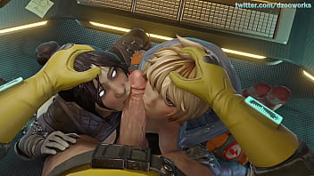 Preview 1 of Four Cum In Anal - Wraith &amp_ Wattson Blowjob (By: Dzooworks)