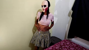 Preview 4 of Kum On Pussy - PORNO DE ESTUDIANTE MORENA EN HALLOWEEN!! LA MUY ZORRA NO ASISTE A CLASES POR QUEDARSE HACIENDO PORNO CASERO.  LOS MEJORES VIDEOS DE MORENAS CALIENTES  EN HALLOWEEN