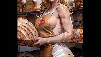 Preview 3 of Fag Fuck Pics - AI generated blonde baker showing pussy in bakery