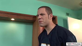Preview 1 of Sister Handjob Sleeping Brother - Tgirl cheerleader Nelly Taylor assfucked