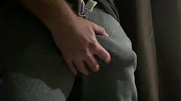 Preview 2 of Reshma Nude X Video - Hard British big cock,  explodes out of grey gym pants,  ready to fuck