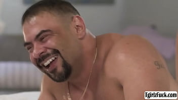 Preview 3 of Hitting Girl - Busty shemale Eva Maxim sucks and reams hunk stud Draven bareback anal