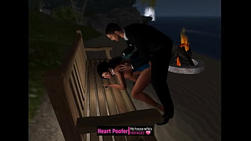 Preview 3 of Men And Women Breast Romance - Sneaking for a quickie at the beach house party.mp4