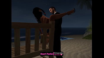 Preview 1 of Men And Women Breast Romance - Sneaking for a quickie at the beach house party.mp4