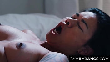 Preview 2 of Bella Luciano Facial Abuse - FamilyBangs.com ⭐ Detective Milf with her Lover,  Dana Vespoli,  Mark Wood