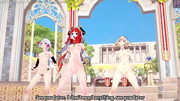 Preview 4 of Pregnancy Play Tit - Genshin Impact: 【MMD】EVERGLOW - Adios REMAKE (Nilou,  Ayaka,  Barbara)