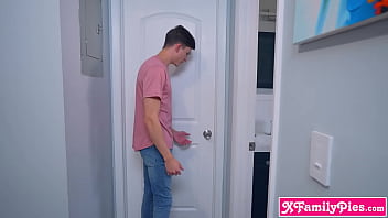 Preview 3 of Aya Z - Huge tits MILF stepmom had a hot date with a dildo but stepson found out