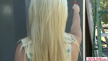 Preview 1 of Boy Boo - Blonde lesbian teens pussy licking and scissoring outdoors