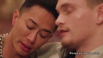 Preview 2 of Desi Hairy Pussi - Asian gay action star anal fucks man from set