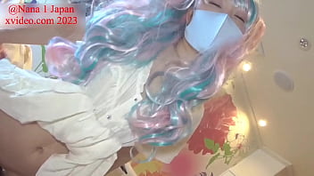 Preview 1 of Xxx Snuy - Nana thrusts hard in cowgirl position! Heavenly course of handjob ejaculation with angel cosplay rainbow wig