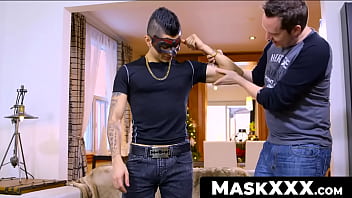 Preview 1 of New Stepop Mom Son Friend - MaskXXX.com - Tattooed jock gets his dick sucked by an older gay dude with pleasure