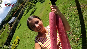 Preview 1 of Tigth Pink Skirt - Family therapy Trip to the forest I walk with my stepbr0 I make him hard and I give him a POV blowjob