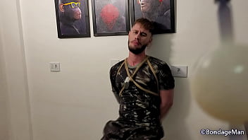 Preview 4 of Beeg Beautiful Sax - Henrique Becker hogtied and ballgagged struggling alone in the motel room PREVIEW
