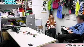 Preview 2 of Youcam Sex 27128 - This cute geeky shoplifter chick got caught and her tight pussy will get a harsh punishement today
