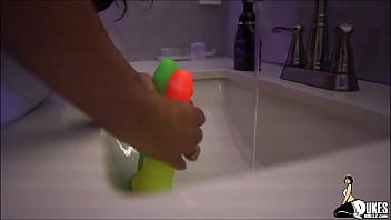 Preview 2 of Desi Woman Nangi Photos - DUKES DOLLZ Sexy Latina Maid Queen Rogue fucks glowing toys in her bosses home.