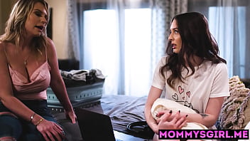 Preview 2 of America Pron Sex - MILF stepmom Rachael Cavalli fucks her wet teen stepdaughter Lily Larimar after caught her masturbate