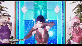 Preview 2 of Nood Sexy Porn - [MMD] TWICE-Feel Special Hot Striptease Hinata Sakura Ino Yamanaka Naruto Hentai 3D Porn Uncensored