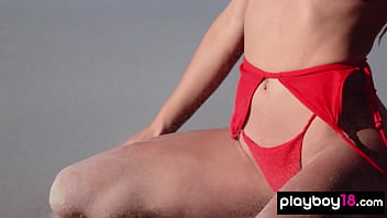 Preview 3 of Bhojpuriblufilm - Skinny all natural Ukrainian babe Gloria Sol stripping at the beach outdoor