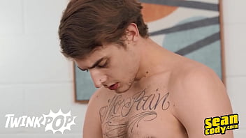 Preview 2 of Hotsexvidio Com - Horny Willy Lies Back On The Couch And Strokes His Cock Until He Cums On His Belly - TWINKPOP