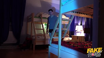 Preview 1 of Shouty Love Sex - FAKE HALLOWEEN in the Hostel - stormy sex with mysterious dominant woman who squirts and slurps