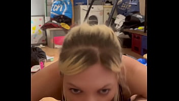 Preview 1 of Cosmid Nancy Trask - POV Blonde MILF gives sloppy deepthroat blowjob on her knees