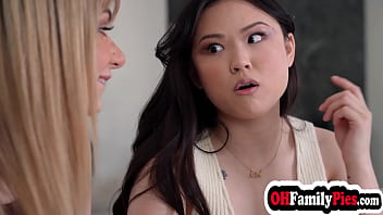Preview 1 of Anal Sex Purn - Petite Asian teen Lulu Chu and guys stepsister Demi Hawks sucked his big hard cock