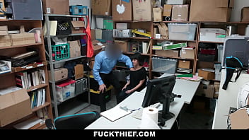 Preview 1 of Katina Jade Xxx - Teen Caught Stealing on Cctv Camera and Arrested for Strip Search in Security Office - Fuckthief