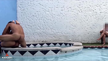Preview 3 of Saggy Tits Anal Dp - FUCK A STRANGER IN FRONT OF THE POOL ATTENDANT,  HOW RICH FEELS BEING WATCHED WHILE FUCKING - VOYEUR
