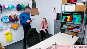 Preview 1 of Animal With Women Sex Vidio - Cute blonde Dresden caught by a mall cop and now her tiny teen pussy gets a real punishement