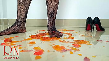 Preview 4 of Pornodog - Sweet jeles destroying with high heels shoes on the floor. c1