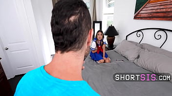 Preview 1 of Home Service Man - Shortsis - Short Teen In Family Fucked While She Recorded It All  - Violet Gems