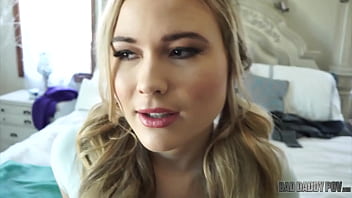 Preview 1 of Big Dick Teena - BadDaddyPOV - Hot Blonde Teen Alyssa Cole Drains her Stepdaddy&#039_s Cock