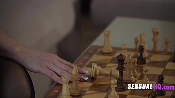 Preview 1 of Aspen Rae Machine Fuck Desk - Brunette MILF In Lingerie Has Anal After Losing Chess Match