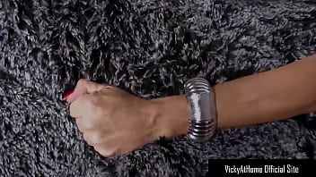 Preview 3 of Nikni Delano - White Laced Blonde Vicky Vette Fingering Her Slit On The Bed!