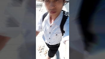 Preview 1 of Sexx Kho - Jon Arteen walks barefoot on the street outdoors,  the boy is barefoot in the crowded tram to the town center