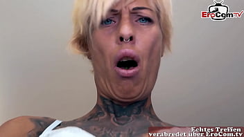Preview 4 of Spit Sucker - Deutsches d&uuml_nnes Tattoo Model abgeschleppt beim echten blind date casting