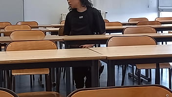 Preview 2 of Lokar Xxxvideos - Horny at school during course revision,  this French-Asian student takes out his cock in public,  jerks off in a risky university classroom