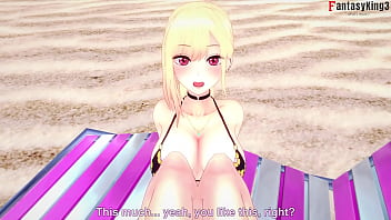 Preview 2 of Little Kttiy - I found Marin Kitagawa on the beach and she gives me a blowjob | Sono Bisque Doll wa Koi wo suru