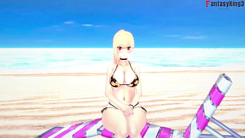 Preview 1 of Little Kttiy - I found Marin Kitagawa on the beach and she gives me a blowjob | Sono Bisque Doll wa Koi wo suru