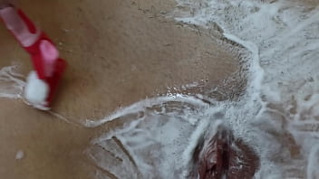 Preview 3 of Banana Eat From Pussy - Shaving hairy pussy of a beautiful blonde! Real POV close-up!