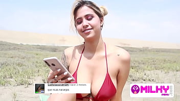 Preview 1 of Kannada Hot Sex Com - Huge tits on the beach,  she is horny and wants my cock.