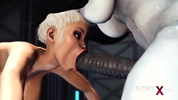 Preview 3 of Xxx Nin Mouth - Sci-fi BDSM. Horny young blonde likes to fucks with shemale humanoid android