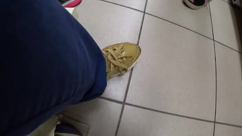 Preview 3 of Rep Hindi Vides - Juicy big ass under a short skirt and beautiful legs in stockings in a public store. Curvy stepdaughter tries on shoes and bends low. Foot fetish. PAWG. Amateur.