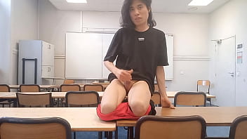 Preview 2 of Pakistani Xnxx Movies - After a hot striptease on the teacher&#039_s desk,  this horny French-Asian student takes out his dick at school and jerks off in a risky university classroom,  it&#039_s Jon Arteen the cheeky effeminate gay twink and her soft naked femboy butt