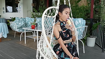 Preview 3 of Lesbian Fuckin - Skinny Asian babe eat ice cream and dick and sugar daddy eats her pussy and ass
