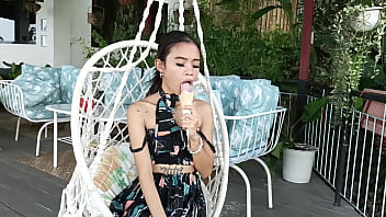 Preview 1 of Lesbian Fuckin - Skinny Asian babe eat ice cream and dick and sugar daddy eats her pussy and ass