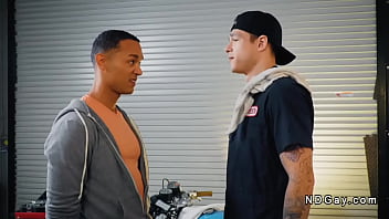 Preview 2 of Porn Arbporn - Motorcycle mechanic anal fucks black gay at the shop
