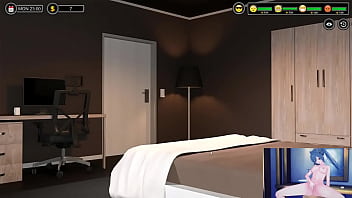Preview 2 of Beautiful Breast Girl - Gameplay Man of the house #1 Ligando con la casera y las compa&ntilde_eras de piso