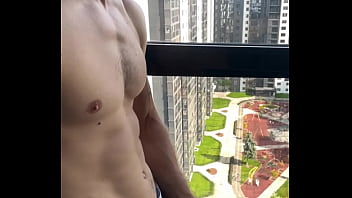 Preview 1 of Blue Film Bihari Lu Kavali - Publicly jerking off my muscular dick on the balcony! Did the neighbors notice me?